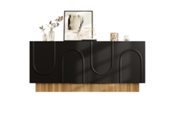 Aparador 160x75x38 4 Puertas, Gran Capacidad de Almacenamiento, Estructura en U Negro/Madera Mobrio