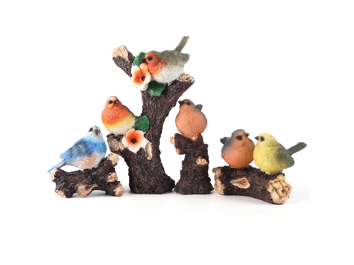 Juego De 4 Piezas De Decoración De Pájaros De Resina De Alta Simulación Para Jardín, Patio O Terraza.