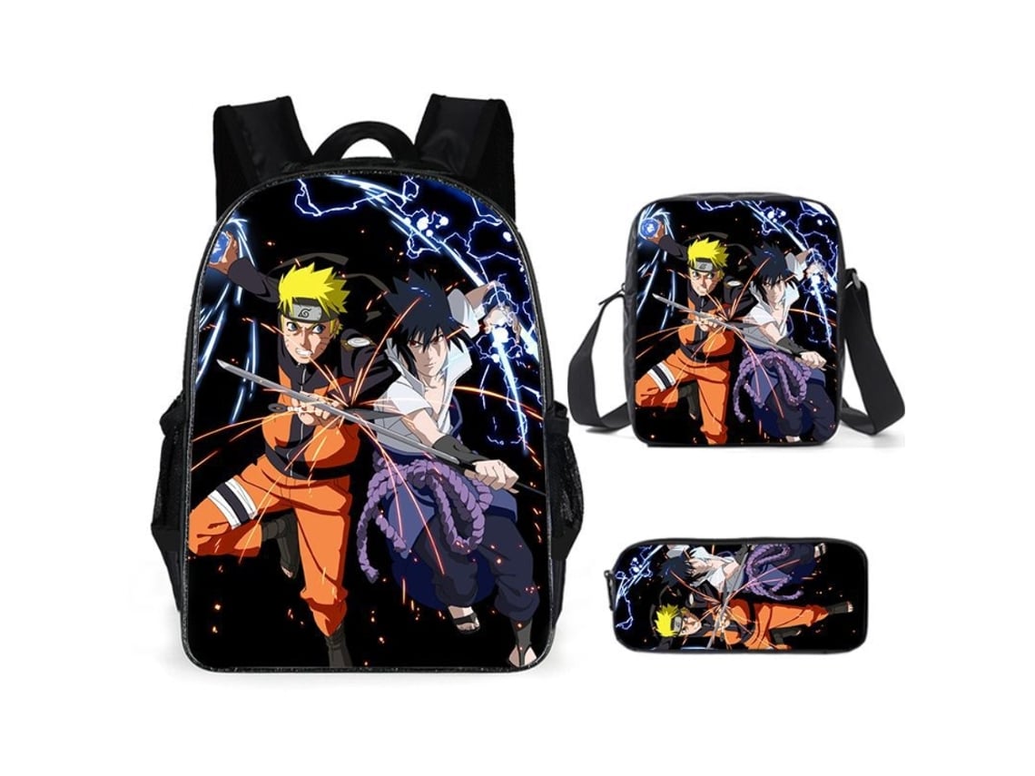 Conjunto De 3 Piezas De Mochilas Infantiles Con Estampado De Dibujos Animados De Anime, Bolso Cruzado Y Estuche Para Lápices, Ideales Para La Escuela Y Los Viajes.