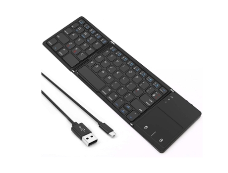 Teclado Teclado plegable con conexión USB y Bluetooth Teclado plegable portátil recargable con cable Diseño británico delgado y silencioso BISBISOU...