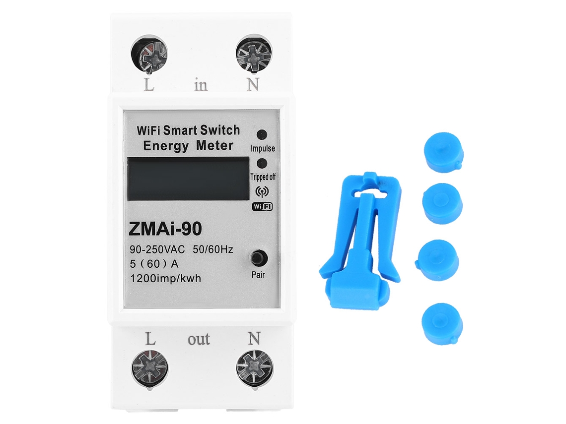 Medidor De Energía Digital Lcd Monofásico Zmai-90 Con Control Remoto Wifi E Interruptor De Medición 90-250v