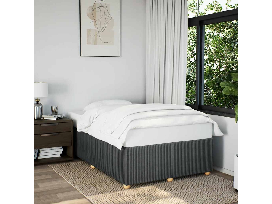 Estructura De Cama Sin Colchón Tela Gris Oscuro 120x200 Cm