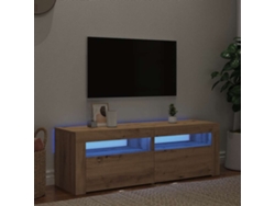 Mueble De Tv Luces Led Madera Roble Artisan 120x35x40 Cm