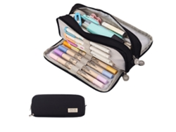 Estuche De Lápices De Lona Con 3 Compartimentos Capacidad Grande Para Escolar Oficina Maquillaje