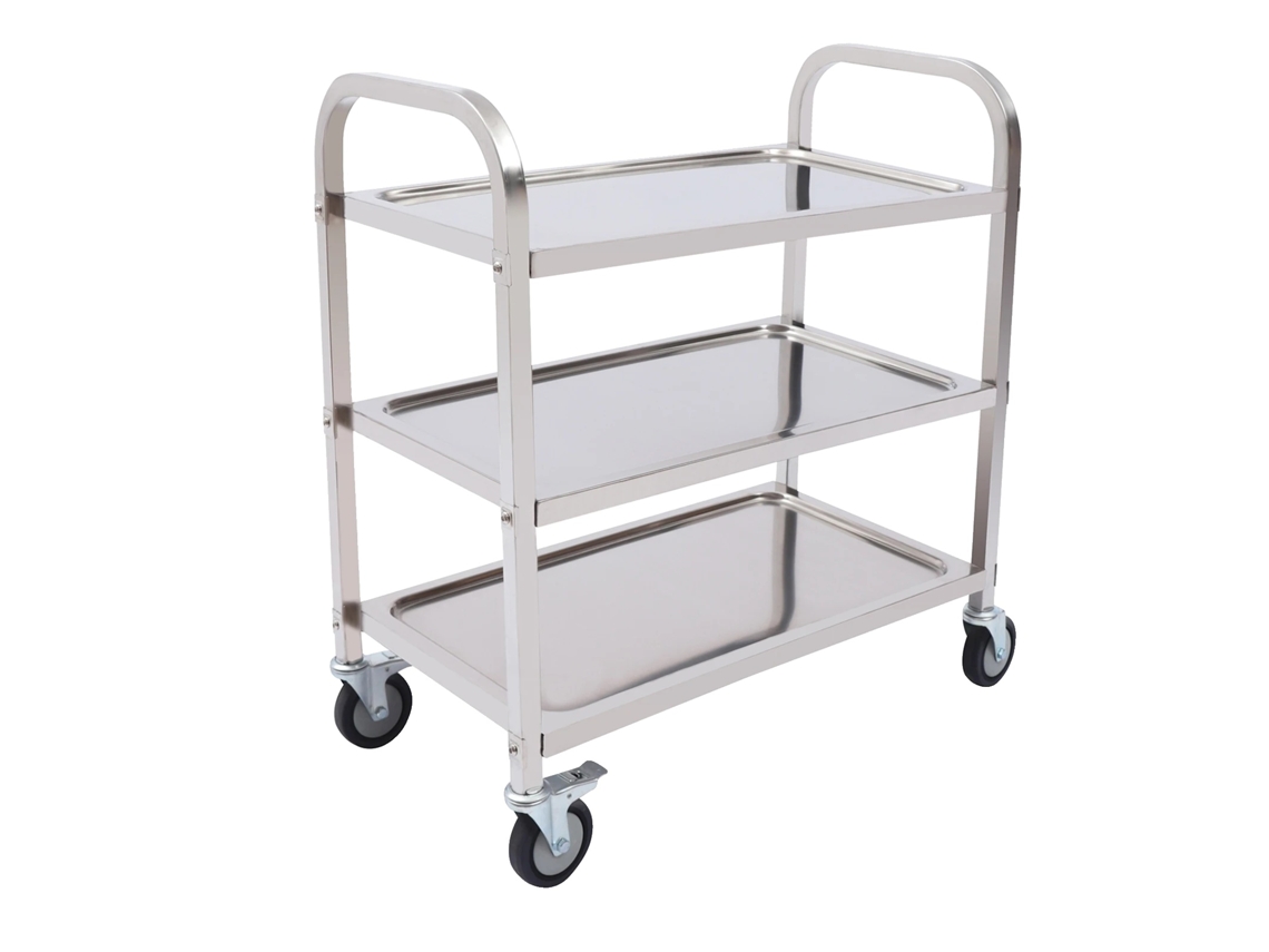 Carrito de servicio, acero inoxidable, 3 niveles, 75 cm OEM