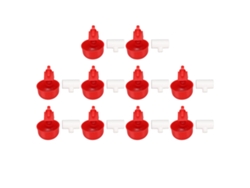 Primerox 10 unidades de hojuelas automáticas para bebederos de pollos, patos, gansos, pavos y conejos, kit de plástico rojo
