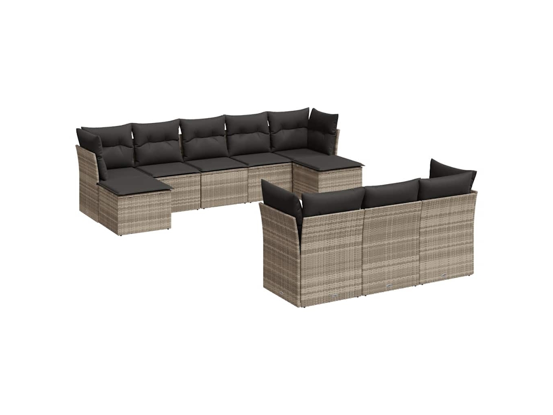 Maison Exclusive - Set Sofás Jardín 10 Pzas Con Cojines Ratán Sintético Gris Claro