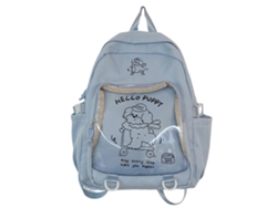 Mochila transparente de estilo japonés con bolsillo y pin, bonita, apta para el colegio, impermeable, de gran capacidad, azul.