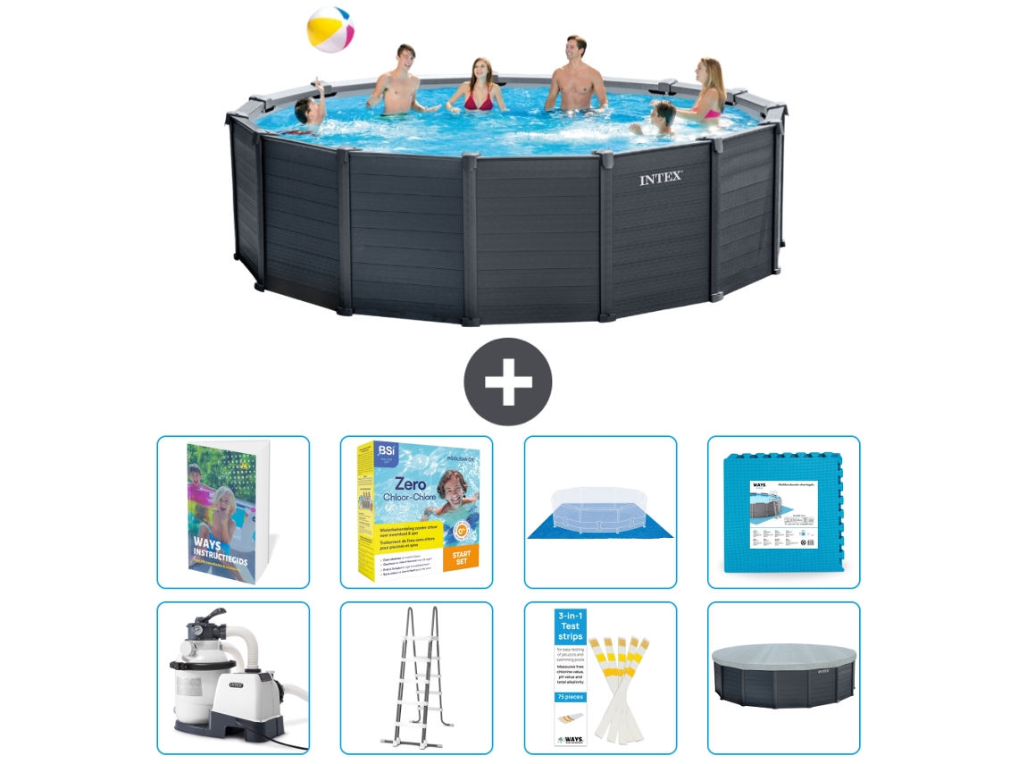 Intex Piscina Graphite Panel Redonda - 478x124 Cm - 9-peças S566