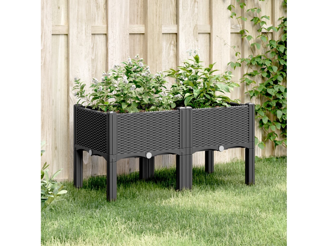 Jardinera | Maceta Con Patas Pp Negro 80x40x42 Cm