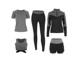 Conjunto Casual De Yoga De 5 Piezas Para Mujer, Ropa Cómoda Para El Gimnasio (gris)