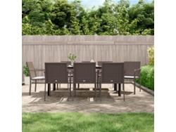 Conjunto 9 Piezas Jantar P/ Jardim Com Almofadões Vime Pe E Aço Dkd Home Decor
