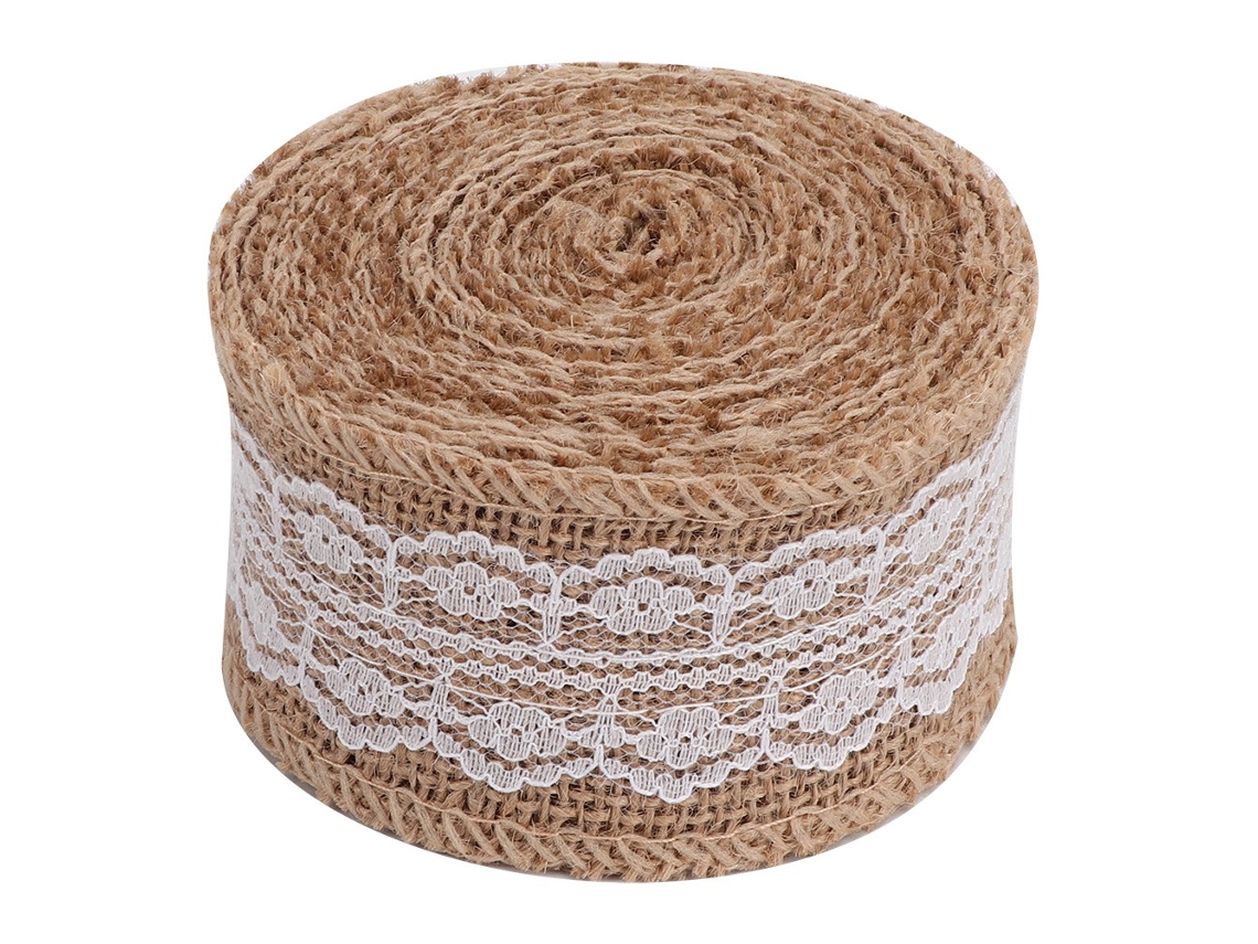 2 rollos de 5 m de hermoso encaje de lino para el hogar, Navidad, bodas y accesorios de bricolaje Kofihety