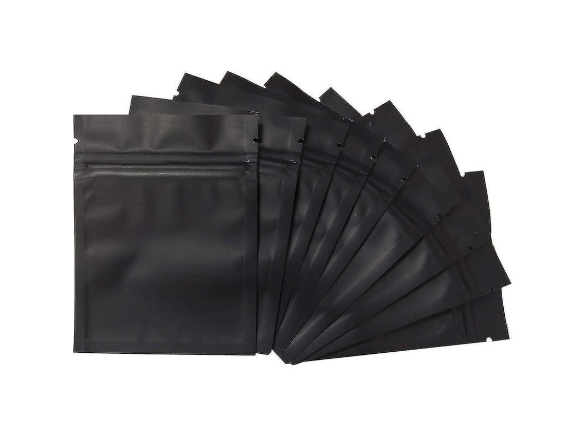 2026-bolsas A Prueba De Olor Mylar Resellables Pouch De Lata Plana Mate Negro 100 Unidades 7.5x10cm