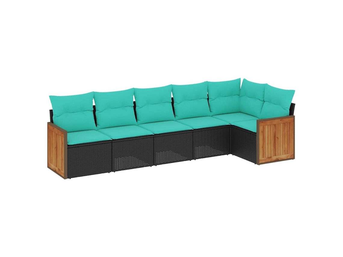 Maison Exclusive - Conjunto De Sofá De Jardín De 6 Piezas Con Cojines, De Poliratán Negro
