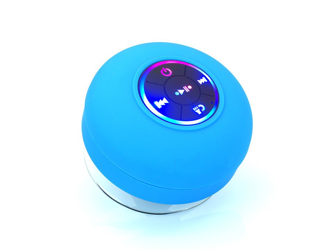 Altavoz portátil de ducha Mdug HD, manos libres Bluetooth, impermeable y resistente a caídas, con ventosa integrada y luz LED (azul)