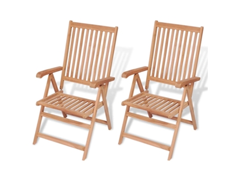 Conjunto 2 Silla Jardin VIDAXL Marrón Teca