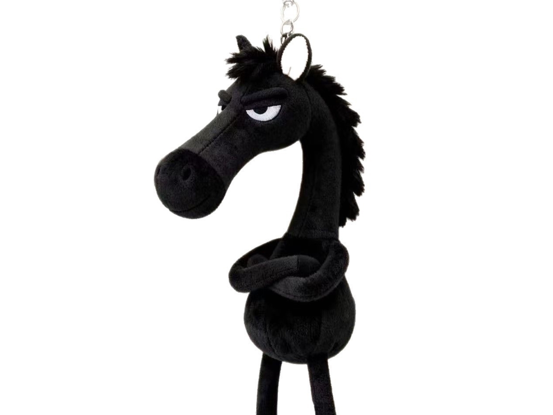 Colgante de peluche con forma de bolsa de caballo del Año del Caballo Negro, muy chulo, estilo similar, marca de muñeca no disponible