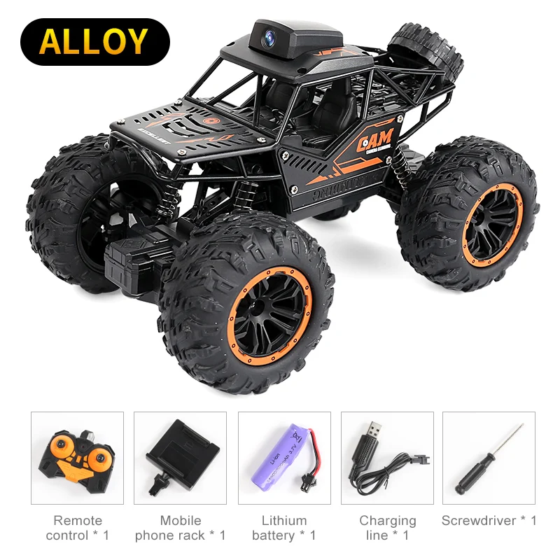 (negro) Coche De Acrobacias A Control Remoto Con Cámara Fpv Wifi 720p De Alta Definición