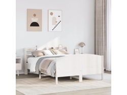Estructura De Cama Sin Colchón Madera De Pino Blanca 140x200 Cm