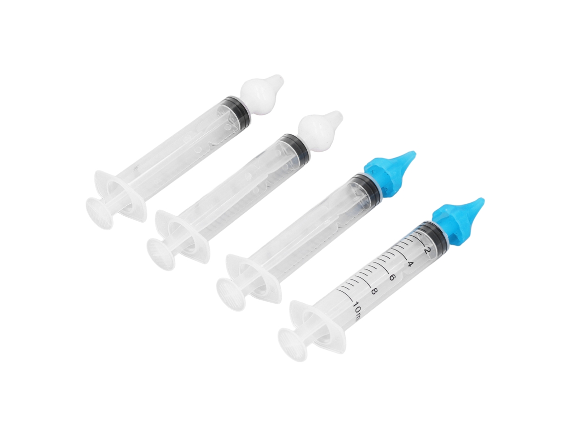 Juego De 4 Irrigadores Nasales Y Limpiadores De Oídos De Silicona Para Bebés Con Jeringa De 10 Ml.