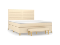 Maison Exclusive - Cama Box Spring Con Colchón Tela Color Crema 180x200 Cm