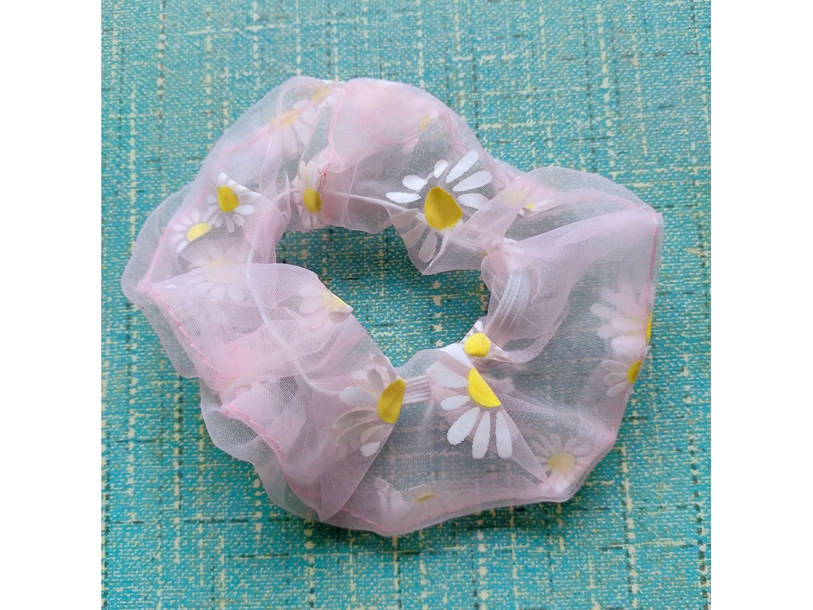 Gorros De Pelo Elásticos Suaves De Gasalla Con Patrón De Margaritas, Bandas Elásticas Para El Pelo, Accesorios Rosados