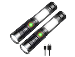 Linternas LED Recargables con Batería de 2500 Mah Mini Linternas Magnéticas Tácticas Súper Brillantes Paquete de 2 Negro YEMAESRE