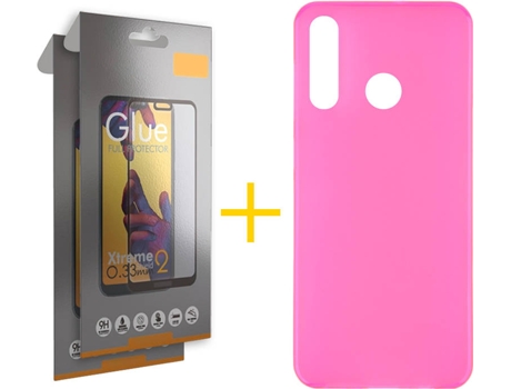 Kit Funda + Protector de Pantalla Huawei P40 Lite-E SKYHE Cristal Templado 7684 Rosa