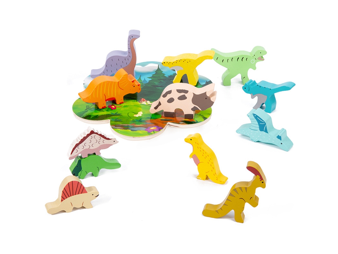 Juguete De Bloques Apilables De Madera Con Forma De Dinosaurio Para Niños Y Niñas.
