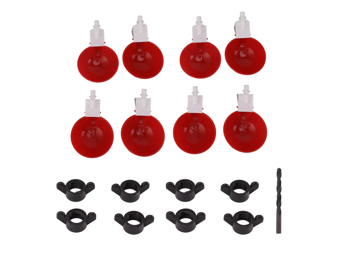 8 bebederos automáticos grandes para pollos, universales y espesados, color rojo