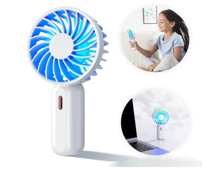 BISBISOUS Ventilador portátil Ventilador de Mano Velocidad Ajustable Ventilador de batería Recargable USB con 7 LED Blancos Luz Nocturna Colorida