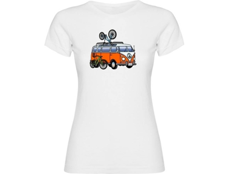 Camiseta de Mujer para Cicling KRUSKIS Hippie Van Mtb Blanco (2XL)