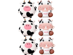 Estuche De 6 Piezas Con Estampado De Vaca Para Adorables Auriculares Inalámbricos