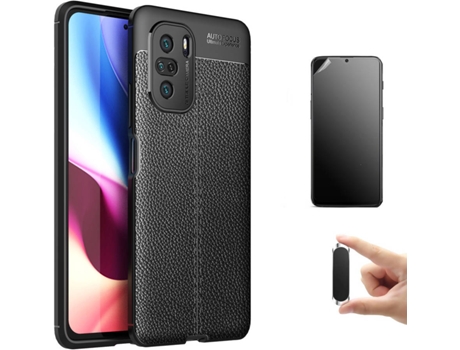 Kit Carcasa, Protector y Soporte Xiaomi Poco F3 Ultimatte Rugged Leather Negro