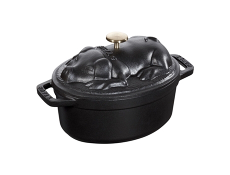 La Cocotte Tapa de cerdo 17 cm, ovalado, Negro, Hierro fundido STAUB