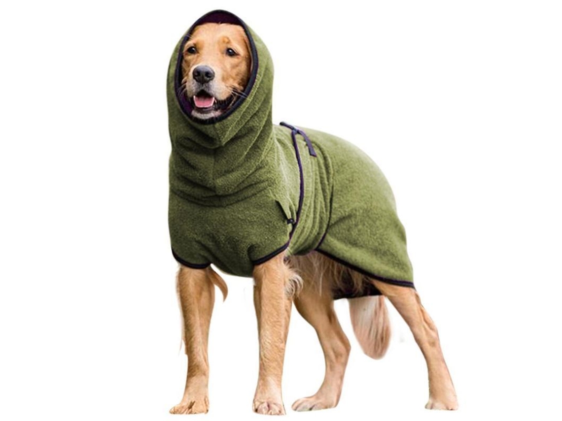 2026-bata De Secado Para Perros Con Toalla Abrigo Cálido Ropa Mascota Talla S-5xl S Verde Ejército