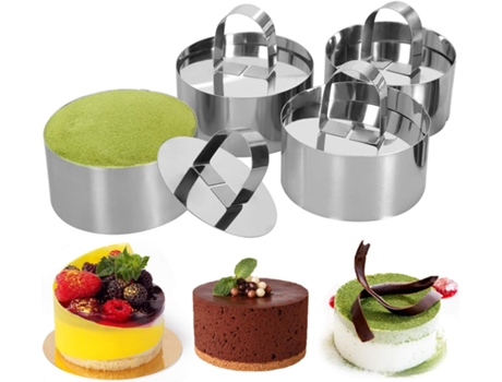 anillos de acero inoxidable para tartas, 3 x 3 pulgadas, postre, mousse y molde para hornear pasteles.