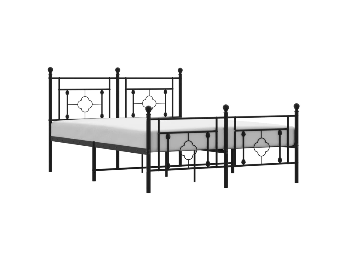 Maison Exclusive - Estructura Cama Sin Colchón Con Estribo Metal Negro 135x190 Cm