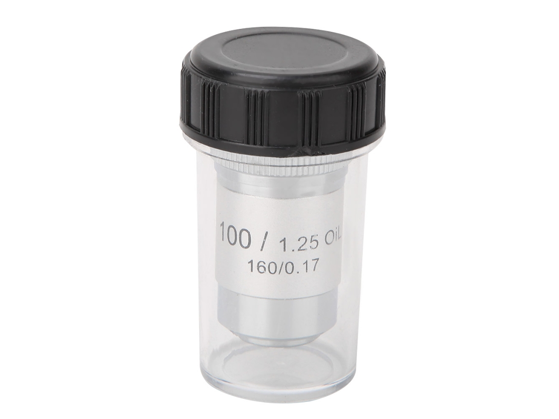 Lente Objetivo Acromática Allsteel 100x Para Microscopios Biológicos Con Interfaz Rms De 20,2 Mm