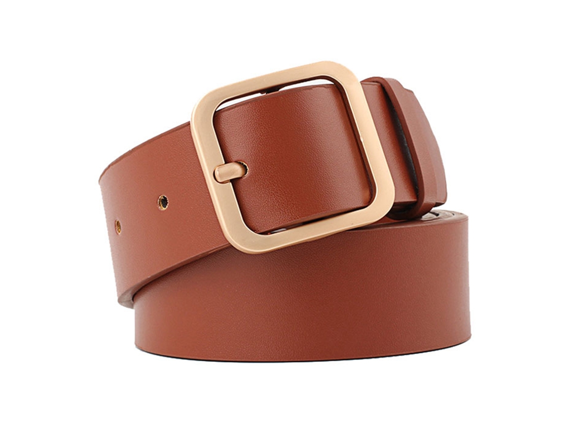 Cinturón Ajustable De Piel Sintética Para Mujer Con Hebilla Dorada, Estilo Casual Y Moderno, 35,4 X 1,3 Pulgadas.