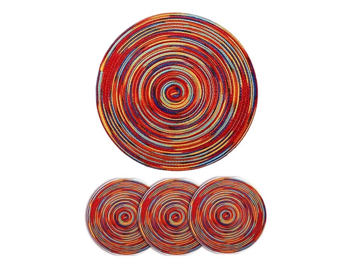2026-33812-4pcs Manteles Redondos De Algodón Tejido Resistente Al Calor Para Mesa Cocina Fiesta