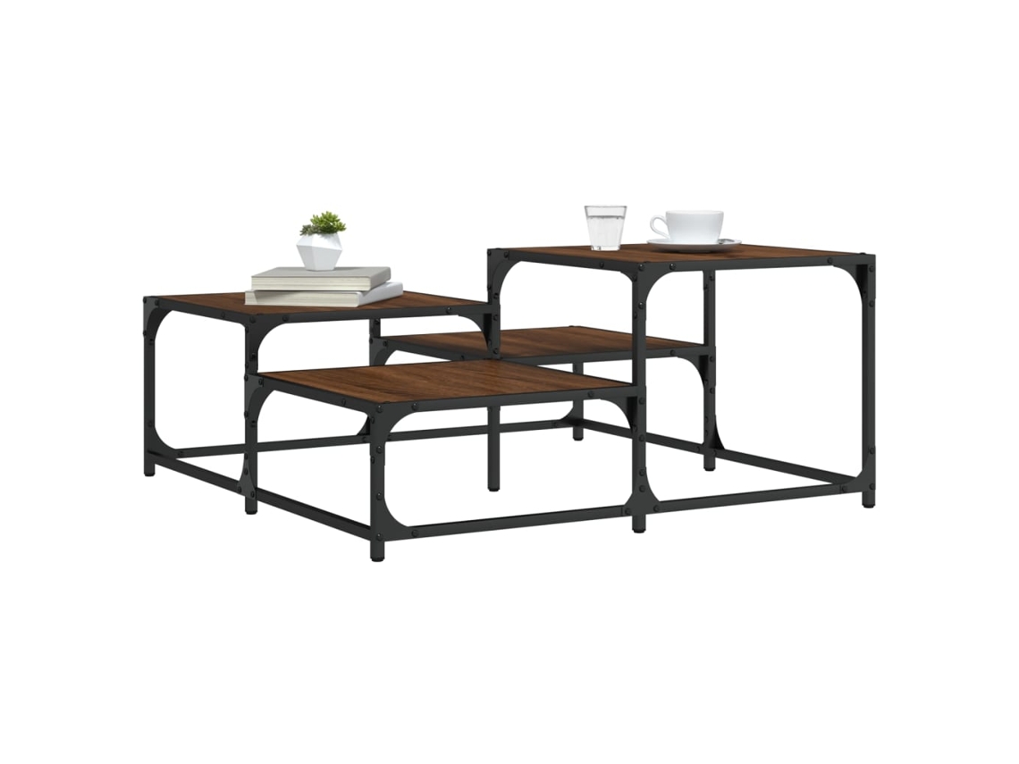 Mesa de centro HARLANV1 de 87,5 x 87,5 x 40 cm en roble marrón.