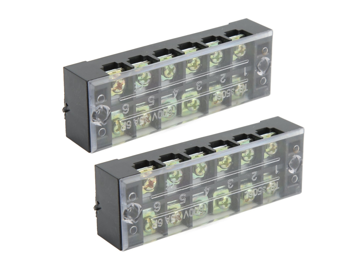 Barrera De Cable Terminal De Doble Fila Tb Con Tapa Transparente 600v 35a 6 Posiciones 2 Piezas