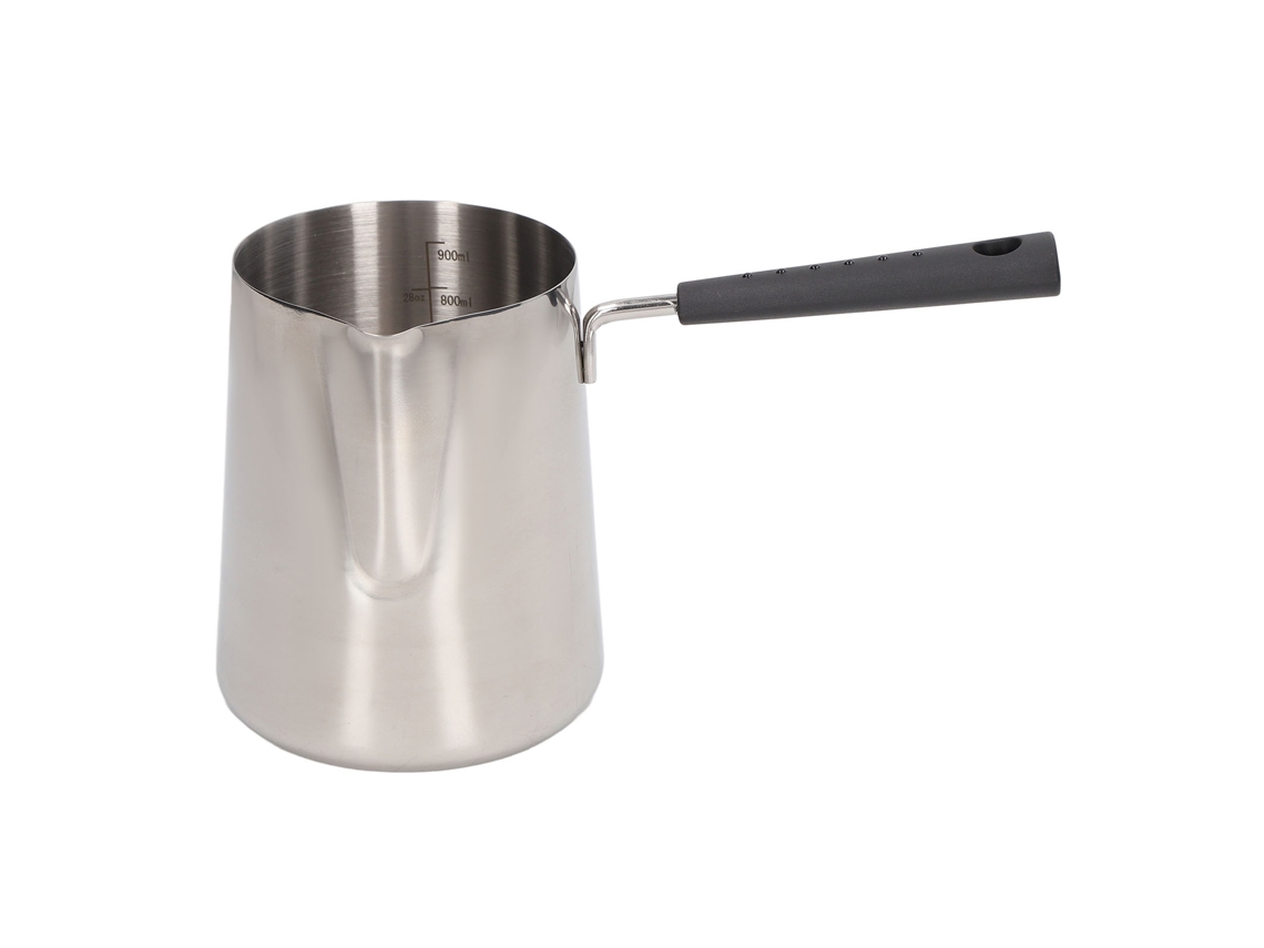 Jarra Espumadora De Leche De Acero Inoxidable 201 Con Asa Larga Y Báscula, 900 Ml, Para Preparar Café Casero.