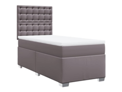 Maison Exclusive - Cama Box Spring Con Colchón Cuero Sintético Gris 80x200 Cm