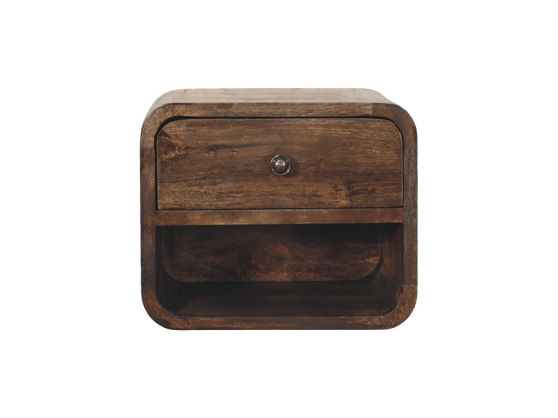 Mesita de noche redonda de madera maciza con un cajón de ARTISAN FURNITURE EST 1995 TM