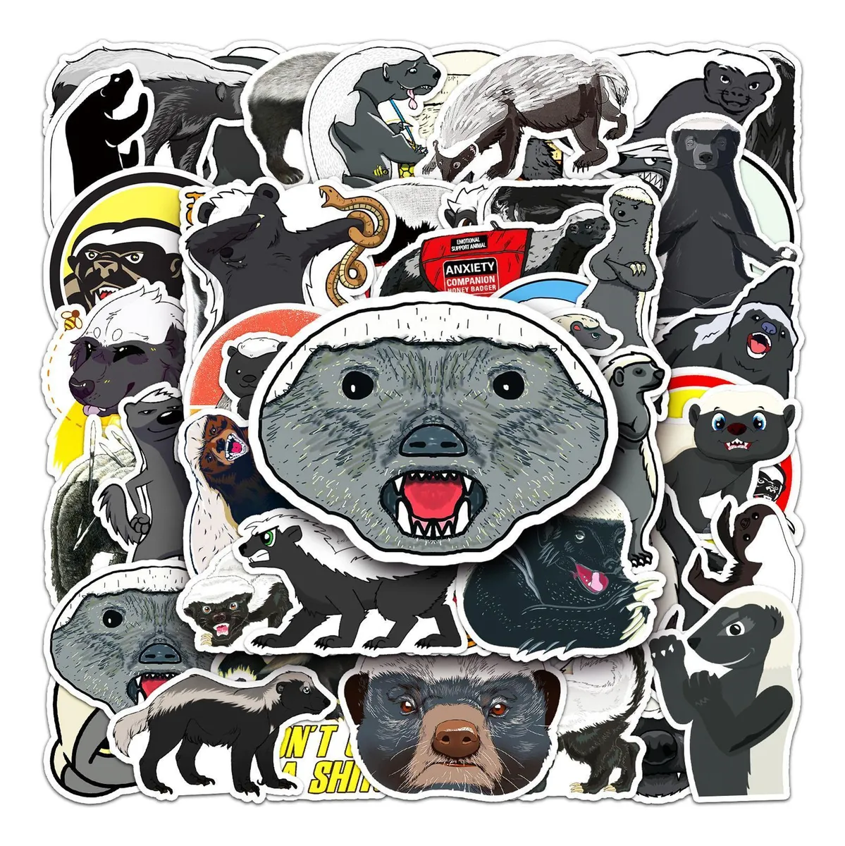 50 pegatinas de animales adorables, impermeables, para niños.