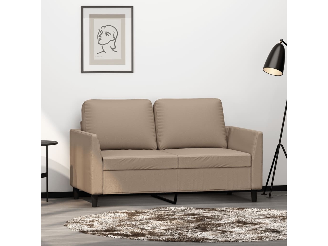 Sofá De 2 Plazas De Cuero Sintético Color Capuchino 120 Cm