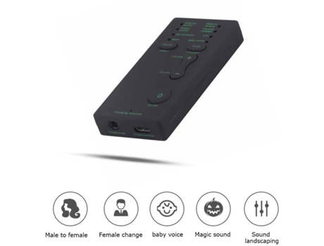 Cambiador de voz ajustable para juegos disfraz de voz portátil con 7 cambios de voz tarjeta de sonido de transmisión en vivo disponible
